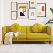 3-seater velvet yellow sofa with cushions