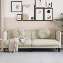 Bank met kussens 3-zits fluweel crèmekleurig