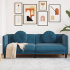 Sofa with cushions 3-seater velvet blue