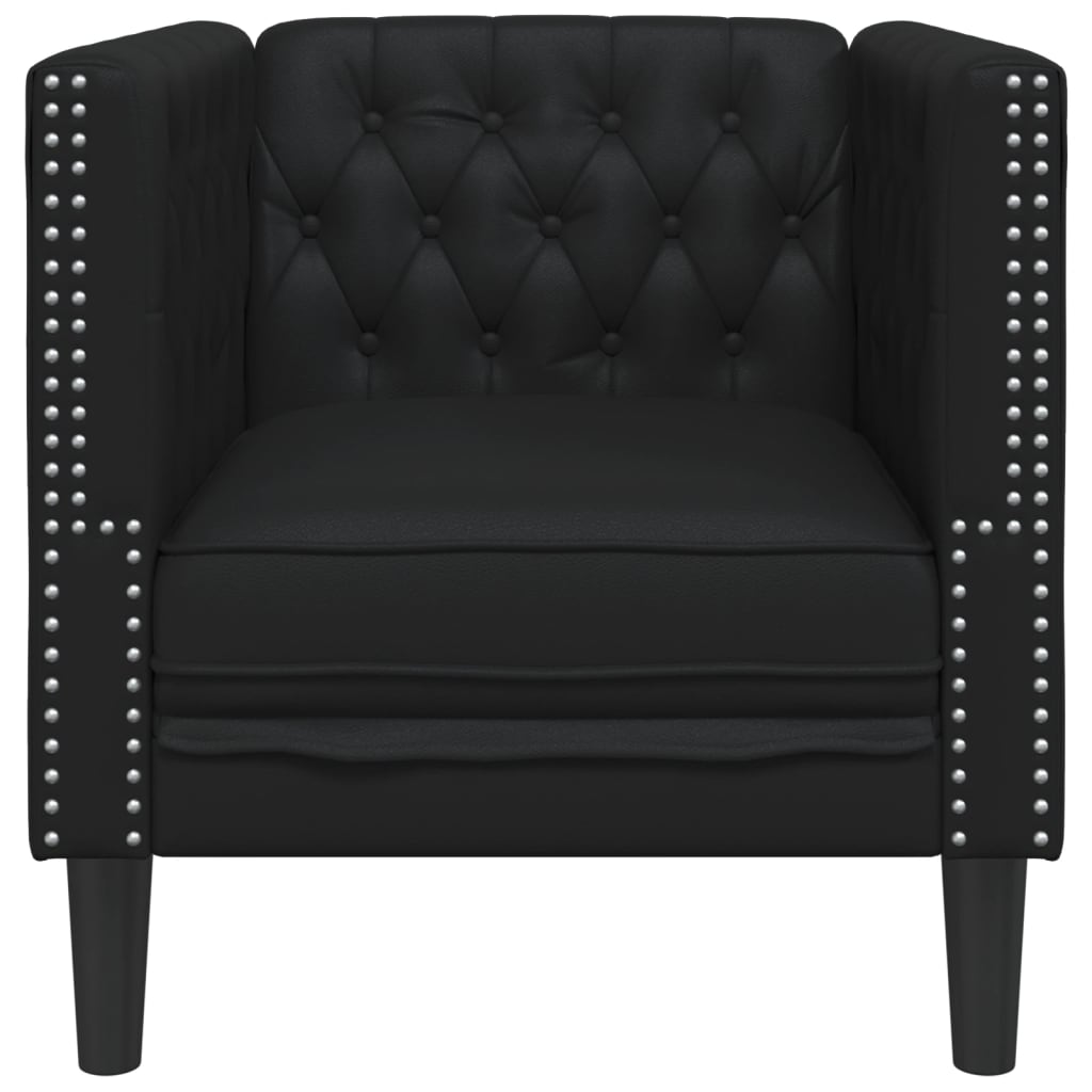 Fauteuil Chesterfield-stijl kunstleer zwart