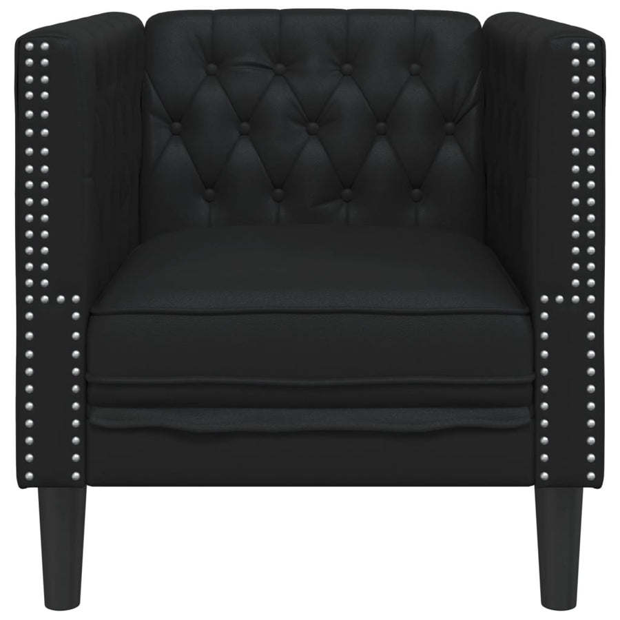 Fauteuil Chesterfield-stijl kunstleer zwart