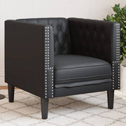 Fauteuil zwart kunstleer Chesterfield