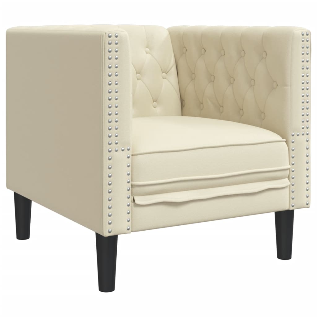 Fauteuil Chesterfield-stijl kunstleer crèmekleurig