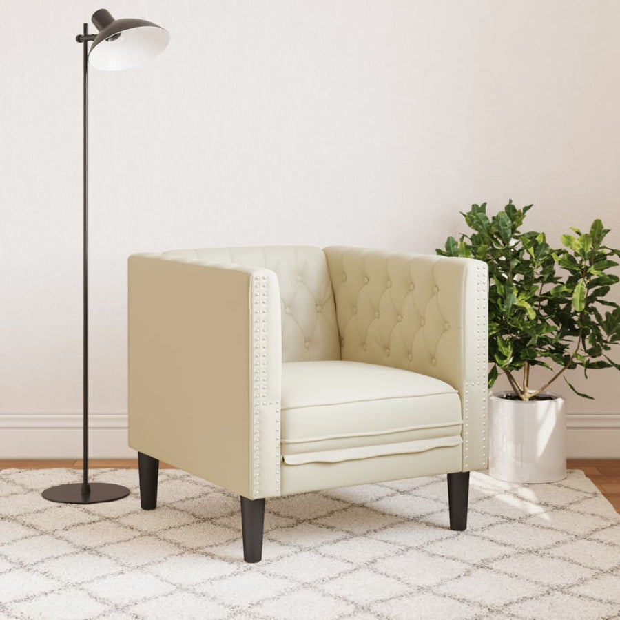 Fauteuil Chesterfield-stijl kunstleer crèmekleurig
