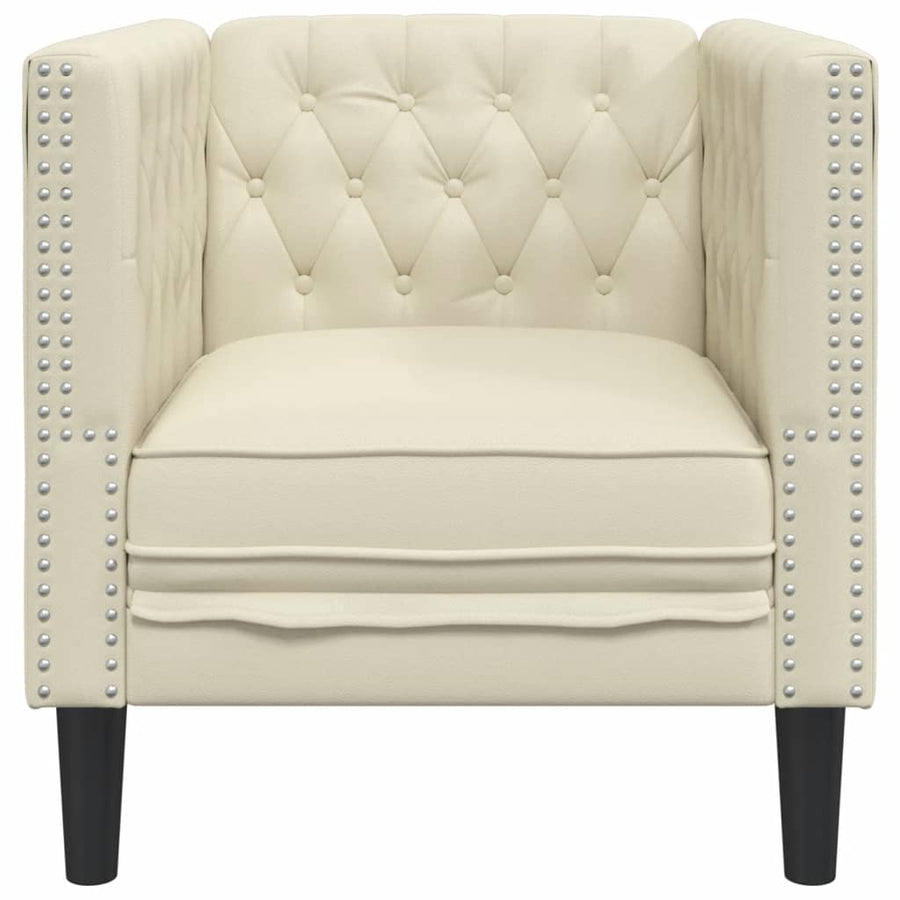 Fauteuil Chesterfield-stijl kunstleer crèmekleurig