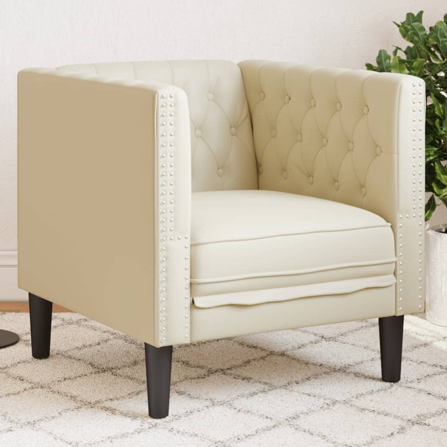 Fauteuil Chesterfield-stijl kunstleer crèmekleurig