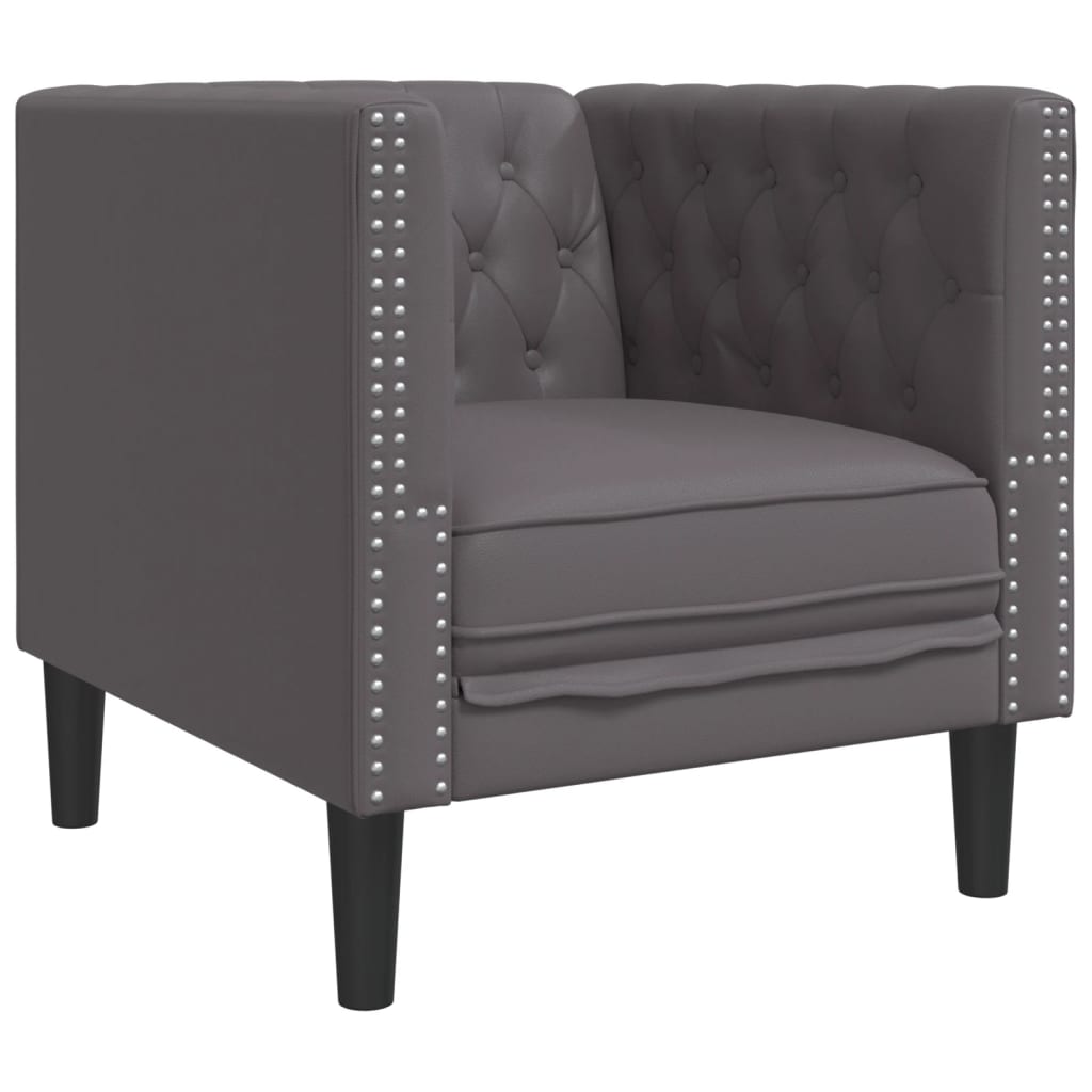 Fauteuil Chesterfield-stijl kunstleer grijs