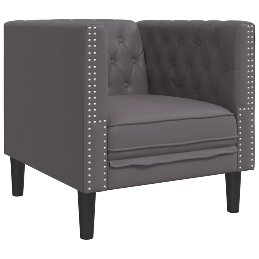 Fauteuil Chesterfield-stijl kunstleer grijs