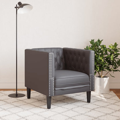 Fauteuil Chesterfield-stijl kunstleer grijs