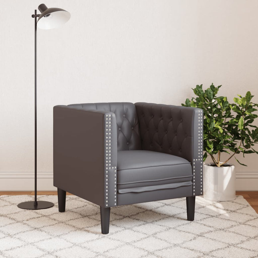 Fauteuil Chesterfield-stijl kunstleer grijs