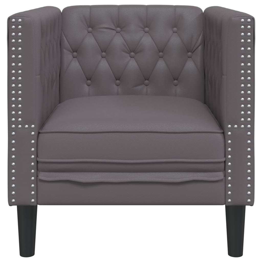 Fauteuil Chesterfield-stijl kunstleer grijs