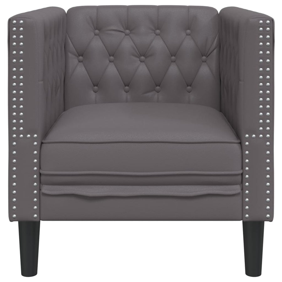 Fauteuil Chesterfield-stijl kunstleer grijs