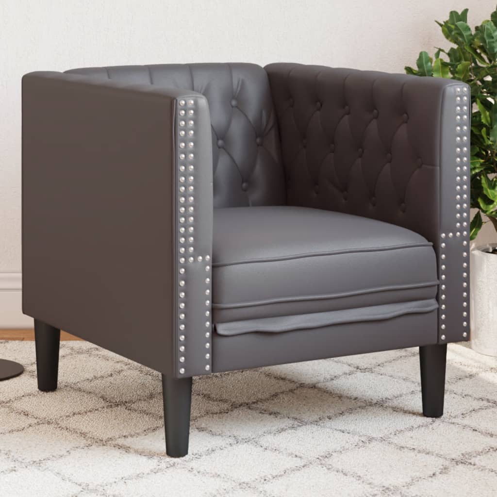Fauteuil Chesterfield-stijl kunstleer grijs