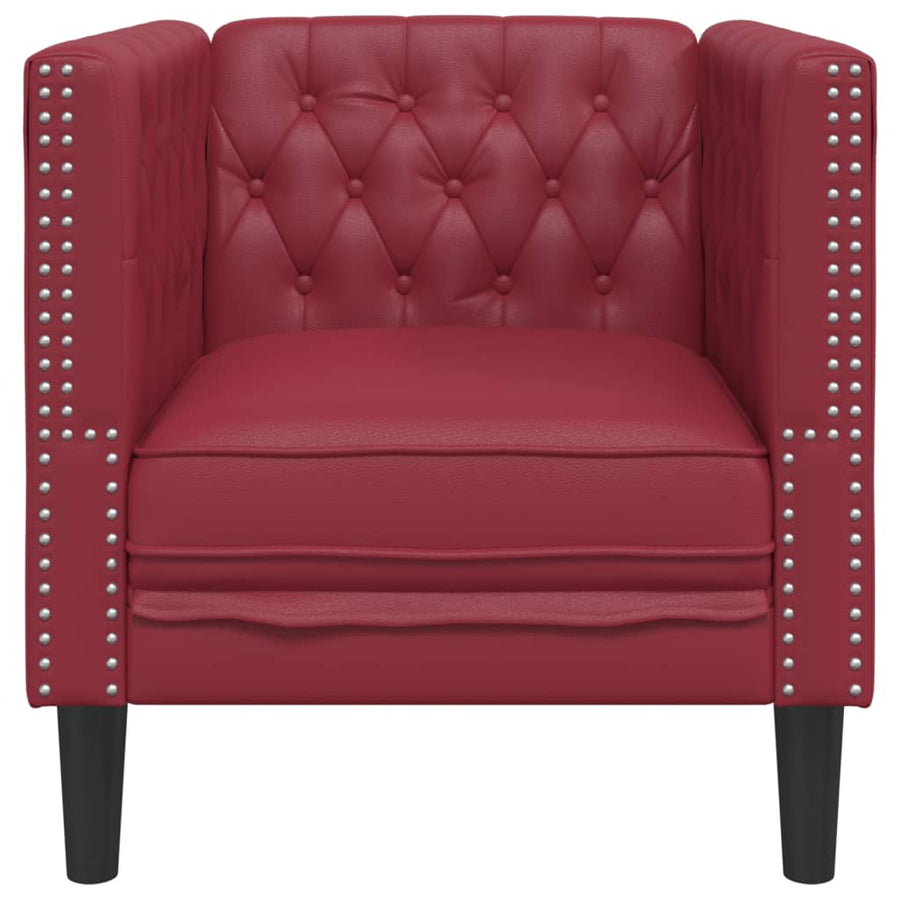 Fauteuil Chesterfield-stijl kunstleer wijnrood