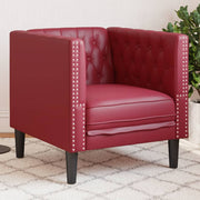 Fauteuil kunstleer wijnrood Chesterfield-stijl