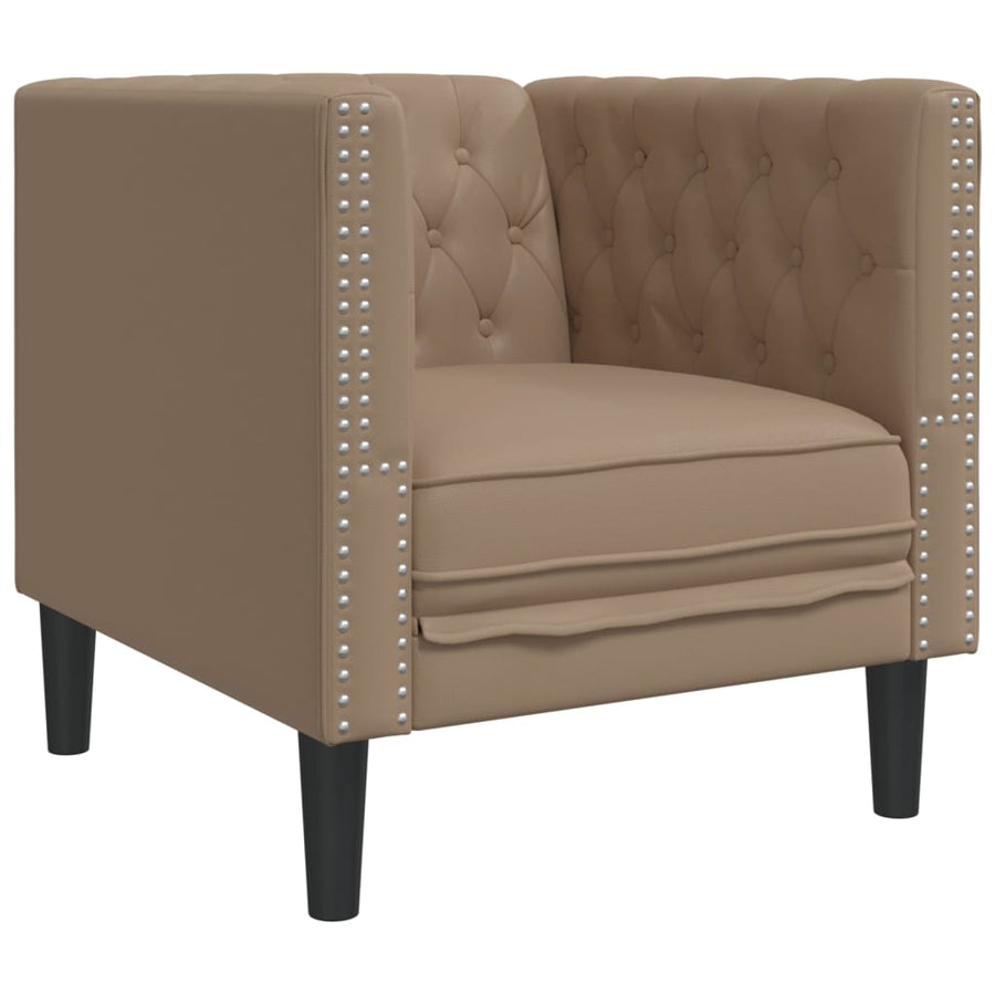 Fauteuil Chesterfield-Stijl Kunstleer Kleurig Cappuccino