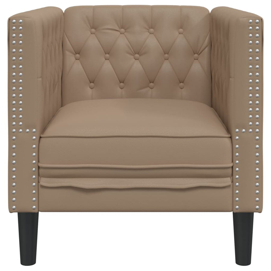 Fauteuil Chesterfield-Stijl Kunstleer Kleurig Cappuccino