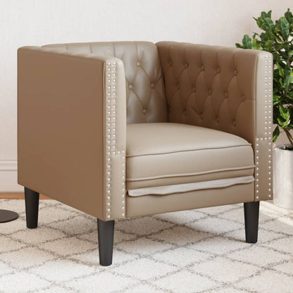 Fauteuil Chesterfield-Stijl Kunstleer Kleurig Cappuccino