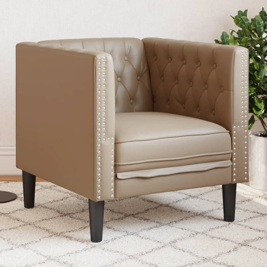 Fauteuil Chesterfield-Stijl Kunstleer Kleurig Cappuccino