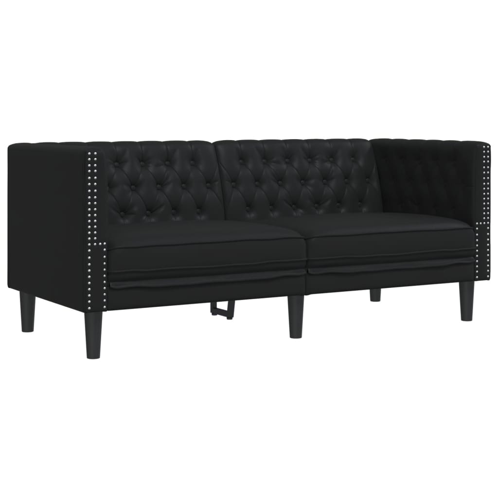 Tweezitsbank Chesterfield-stijl kunstleer zwart