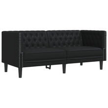 Tweezitsbank Chesterfield-stijl kunstleer zwart