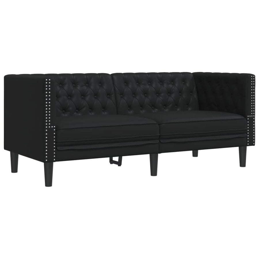 Tweezitsbank Chesterfield-stijl kunstleer zwart