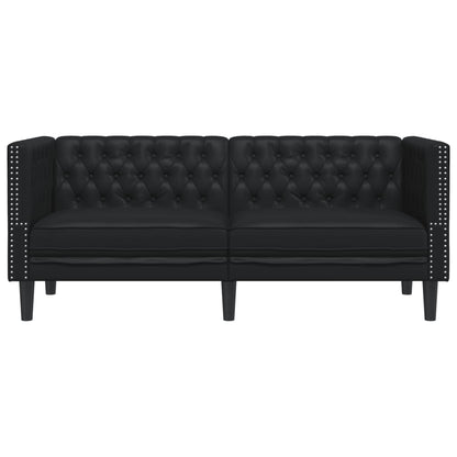 Tweezitsbank Chesterfield-stijl kunstleer zwart