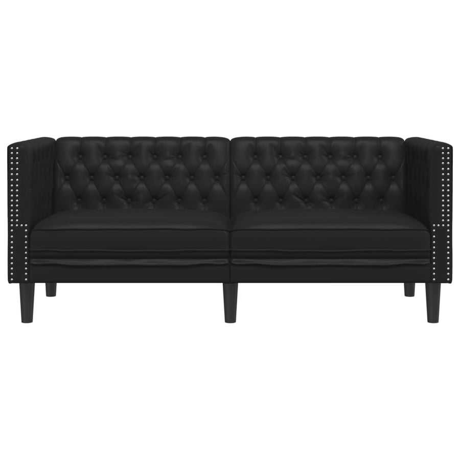 Tweezitsbank Chesterfield-stijl kunstleer zwart