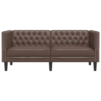 Tweezitsbank Chesterfield-stijl kunstleer bruin