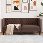 Two-seater Chesterfield-style sofa artificial leather brown