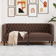 Two-seater Chesterfield-style sofa artificial leather brown
