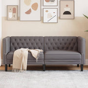 Two-seater sofa Chesterfield style faux leather grey