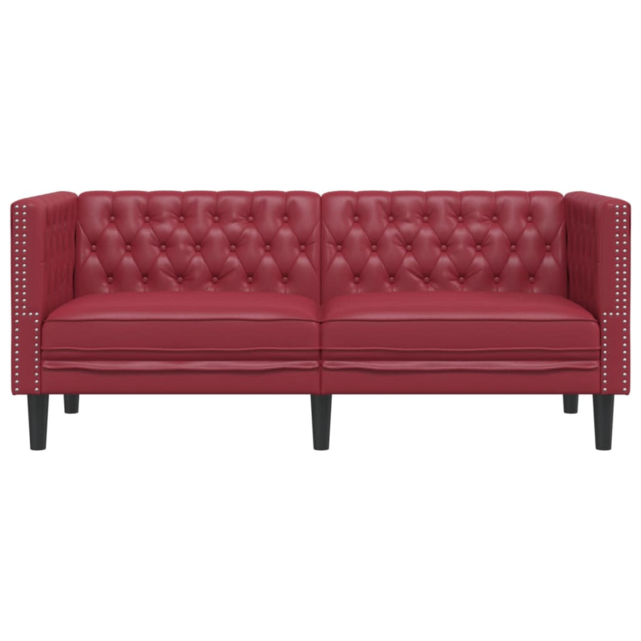 Tweezitsbank Chesterfield-stijl kunstleer wijnrood