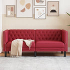 Two-seater Chesterfield-style faux leather wine red