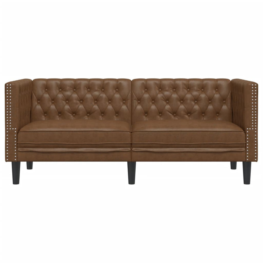 Tweezitsbank Chesterfield-stijl kunstsuède bruin