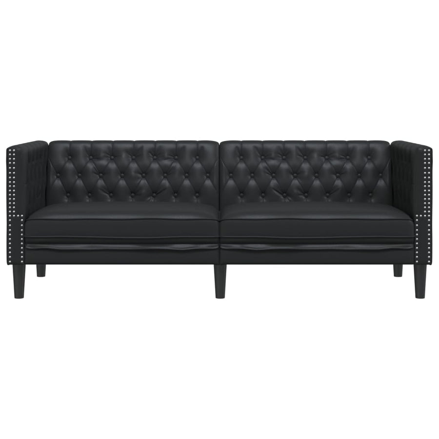 Driezitsbank Chesterfield-stijl kunstleer zwart