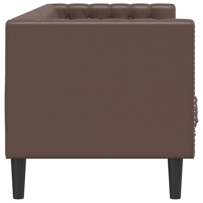 Chesterfield-Stijl Kunstleer Bruin Driezitsbank