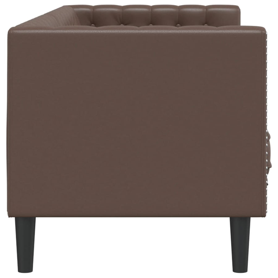 Chesterfield-Stijl Kunstleer Bruin Driezitsbank