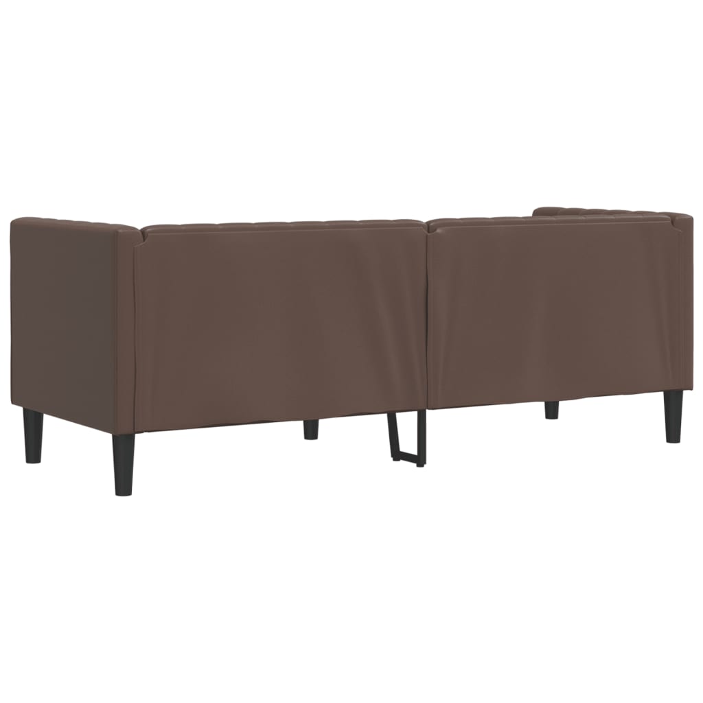 Chesterfield-Stijl Kunstleer Bruin Driezitsbank