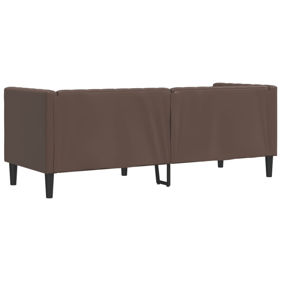 Chesterfield-Stijl Kunstleer Bruin Driezitsbank