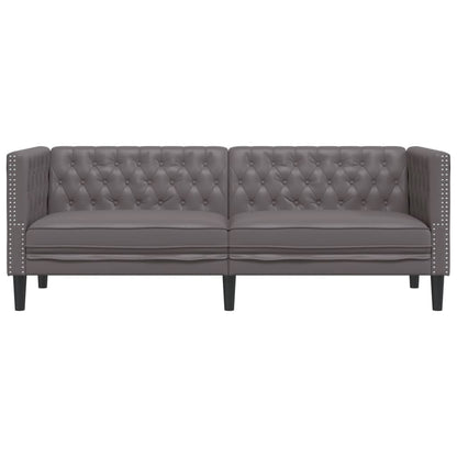 Driezitsbank Chesterfield-stijl kunstleer grijs