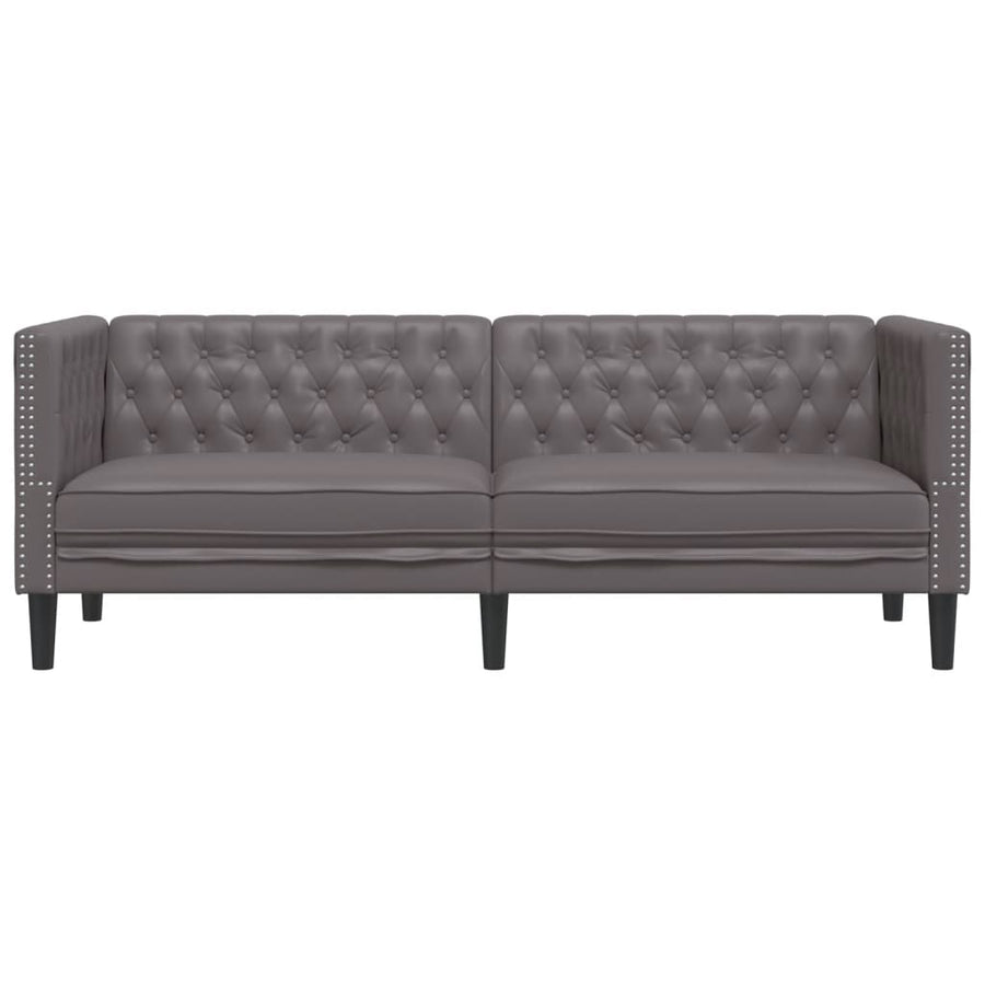 Driezitsbank Chesterfield-stijl kunstleer grijs
