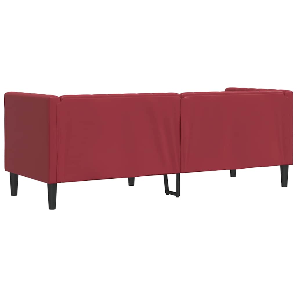 Driezitsbank Chesterfield-stijl kunstleer wijnrood