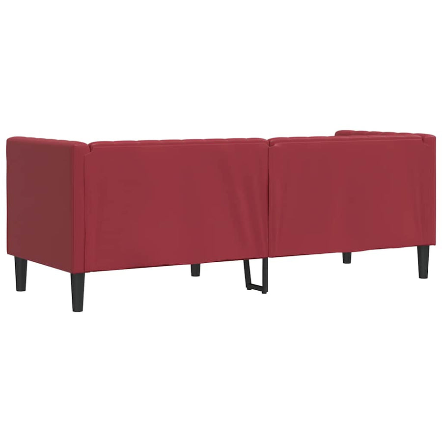 Driezitsbank Chesterfield-stijl kunstleer wijnrood
