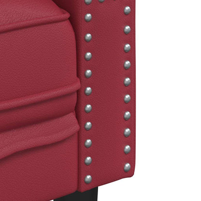 Driezitsbank Chesterfield-stijl kunstleer wijnrood