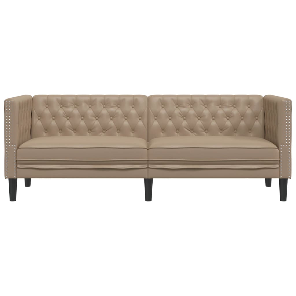 Chesterfield-Stijl Kunstleer Kleurig Cappuccino Driezitsbank