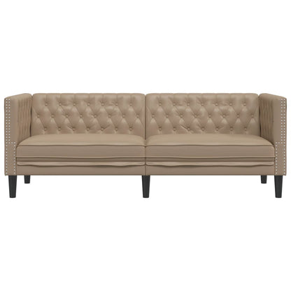 Chesterfield-Stijl Kunstleer Kleurig Cappuccino Driezitsbank