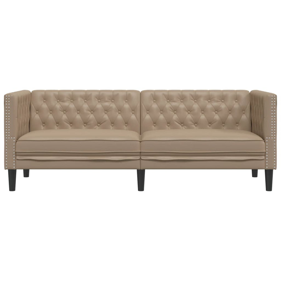 Chesterfield-Stijl Kunstleer Kleurig Cappuccino Driezitsbank