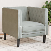 Fauteuil fluweel lichtgrijs Chesterfield-stijl 71x74,5x70,5 cm