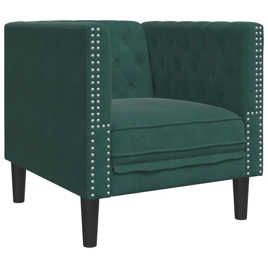 Fauteuil Chesterfield-Stijl Fluweel Donkergroen